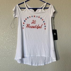 Patriotic cold-shoulder top